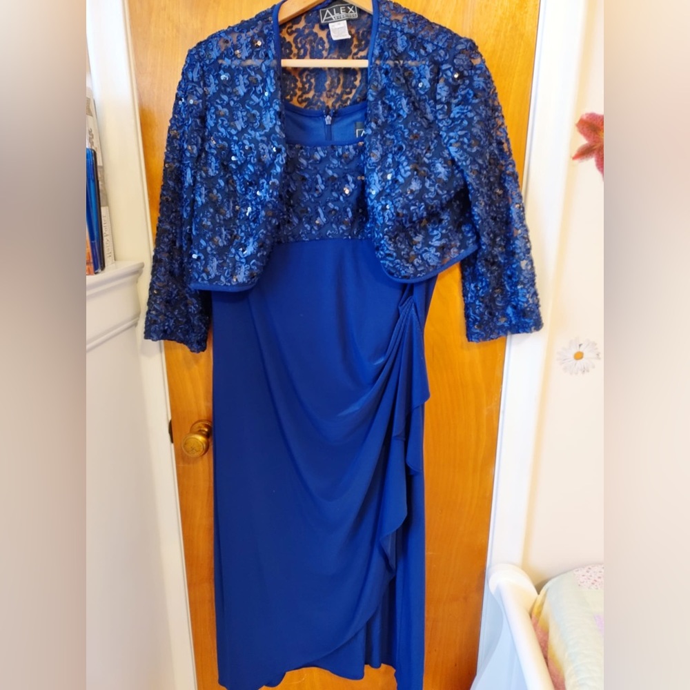 Alex Evenings Size 14 Navy Blue Dress and Jacket